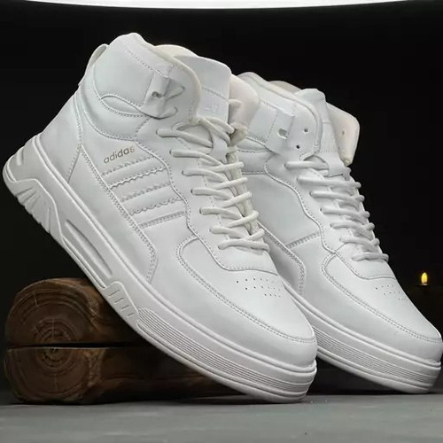 کتونی مردانه ساق دار آدیداس چرم صنعتی رنگ سفید