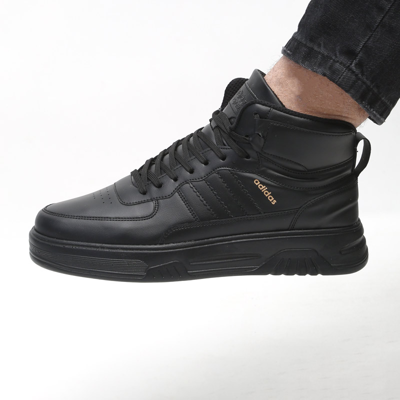 کتونی مردانه ساق دار آدیداس چرم صنعتی رنگ مشکی