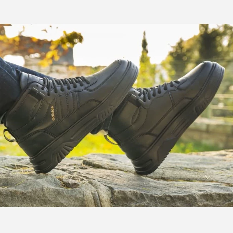 کتونی مردانه ساق دار آدیداس چرم صنعتی رنگ مشکی